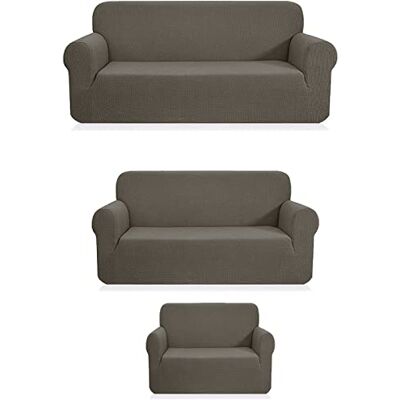 Fancy Linen LLC INC Fancy Linen LLC 3-częściowy zestaw sofa + siedzisko miłosne + pokrowiec na krzesło solidny jasnoszary elastyczny spandeks rozciągliwy pasujący do nowego Fancy Linen LLC INC Fancy Linen LLC 3-częściowy zestaw sofa + siedzisko miłosne + pokrowiec na krzesło solidny jasnoszary elastyczny spandeks rozciągliwy pasujący do nowego