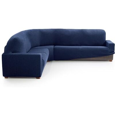 MAXIFUNDAS FUNDAS DE SOFA & CHAISE LONGUE . Narzuta na sofę Rinconera Relive w kolorze granatowym super elastyczny pokrowiec na sofę narożną MAXIFUNDAS FUNDAS DE SOFA & CHAISE LONGUE . Narzuta na sofę Rinconera Relive w kolorze granatowym super elastyczny pokrowiec na sofę narożną