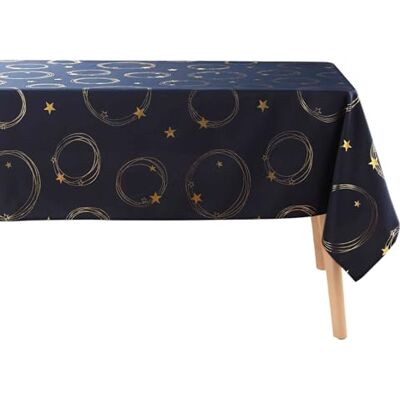 Douceur d'Intérieur , Prostokątny obrus (150 x 240 cm) Star Navy/Złoty, Poliester z nadrukiem Metaliczny Douceur d'Intérieur , Prostokątny obrus (150 x 240 cm) Star Navy/Złoty, Poliester z nadrukiem Metaliczny