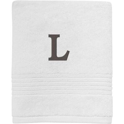 Avanti Linens Ręcznik do rąk, haftowany monogram, 100% bawełna, L, biały/szary, L Avanti Linens Ręcznik do rąk, haftowany monogram, 100% bawełna, L, biały/szary, L