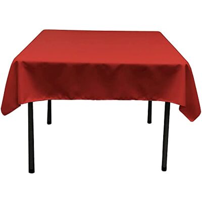 LA Linen Obrus kwadratowy z popeliny poliestrowej, 132 x 132 cm, czerwony LA Linen Obrus kwadratowy z popeliny poliestrowej, 132 x 132 cm, czerwony