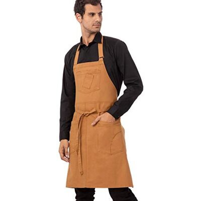 Chef Works Unisex fartuch na szelkach Rockford, gałka muszkatołowa, jeden rozmiar Chef Works Unisex fartuch na szelkach Rockford, gałka muszkatołowa, jeden rozmiar