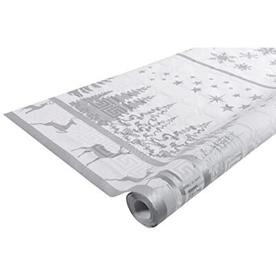 Exacompta Pro Nappe R480682I Profesjonalny obrus z damasceńskim wzorem świątecznym w rolce 6m długości x 1,20m szerokości jednorazowy, uniwersalny szykowny i klasyczny, nakrycie 12 sztuk kolor wodna biało szary Exacompta Pro Nappe R480682I Profesjonalny obrus z damasceńskim wzorem świątecznym w rolce 6m długości x 1,20m szerokości jednorazowy, uniwersalny szykowny i klasyczny, nakrycie 12 sztuk kolor wodna biało szary
