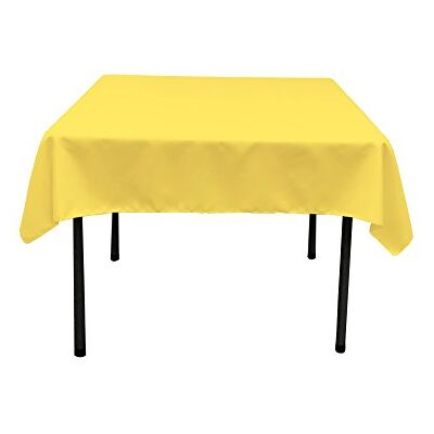 LA Linen LA lniany poliester popelina kwadratowa obrus, 132 na 132 cm, jasnożółty LA Linen LA lniany poliester popelina kwadratowa obrus, 132 na 132 cm, jasnożółty
