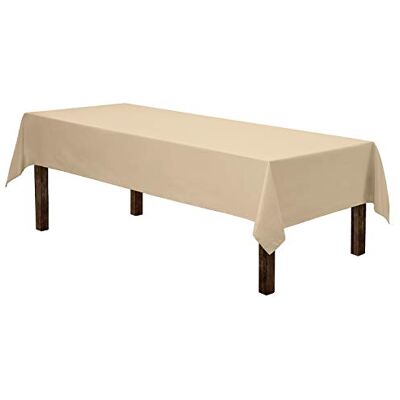 Gee Di Moda Prostokątny obrus, 152 x 260 cm, kolor beżowy, obrus na stół prostokątny 180 cm, wytrzymała, nadaje się do prania, na stół bufetowy, przyjęcie świąteczne, kolację, ślub i baby shower Gee Di Moda Prostokątny obrus, 152 x 260 cm, kolor beżowy, obrus na stół prostokątny 180 cm, wytrzymała, nadaje się do prania, na stół bufetowy, przyjęcie świąteczne, kolację, ślub i baby shower