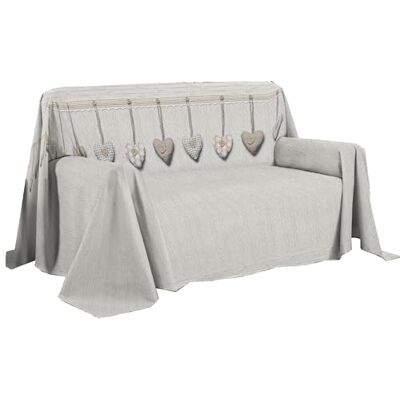 PENSIERI DELICATI Ręcznik na sofę 250 x 290 cm, wykonany we Włoszech, 100% czystej bawełny, fantazyjne serce, beżowe, wiszące na ręczniki, salvadivano lub na łóżko letnie (2 kwadraty) PENSIERI DELICATI Ręcznik na sofę 250 x 290 cm, wykonany we Włoszech, 100% czystej bawełny, fantazyjne serce, beżowe, wiszące na ręczniki, salvadivano lub na łóżko letnie (2 kwadraty)