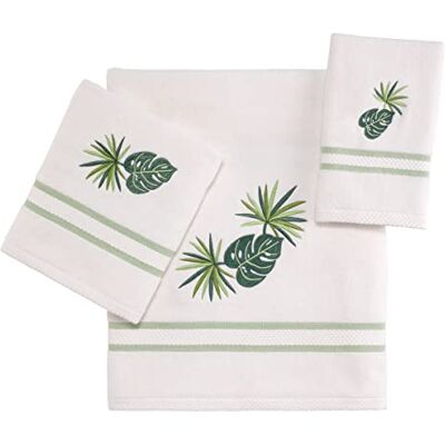 Avanti Linens Viva Palm Collection 3-częściowy zestaw ręczników, biały Avanti Linens Viva Palm Collection 3-częściowy zestaw ręczników, biały