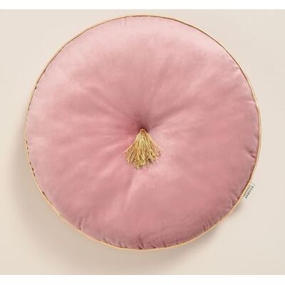room99 Allure Okrągła poduszka 45 cm, poduszka ozdobna, poduszka do rzucania, poduszka dekoracyjna, poduszka na sofę, łóżko, kanapę, do salonu, dekoracyjny aksamit z frędzlami, różowa, 1 sztuka room99 Allure Okrągła poduszka 45 cm, poduszka ozdobna, poduszka do rzucania, poduszka dekoracyjna, poduszka na sofę, łóżko, kanapę, do salonu, dekoracyjny aksamit z frędzlami, różowa, 1 sztuka