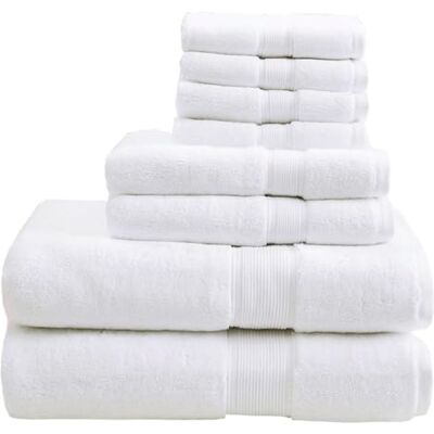Madison Park 800GSM Bathroom Towel Set of 8 100% Cotton Bath Towel Set for Bathroom Luxurious Highly Absorbent 2 Bath Towels 2 Hand Towels 4 Washcloths Quick Dry Spa Quality White Madison Park 800GSM Bathroom Towel Set of 8 100% Cotton Bath Towel Set for Bathroom Luxurious Highly Absorbent 2 Bath Towels 2 Hand Towels 4 Washcloths Quick Dry Spa Quality White