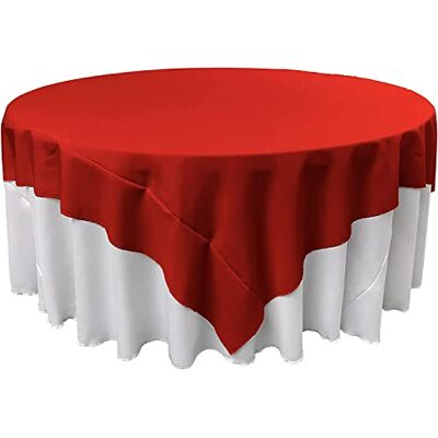 LA Linen Kwadratowy obrus z popeliny poliestrowej, czerwony, 230 x 230 cm LA Linen Kwadratowy obrus z popeliny poliestrowej, czerwony, 230 x 230 cm