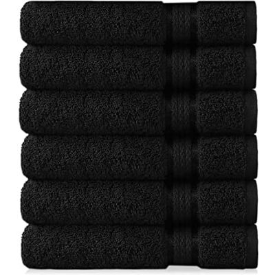 COTTON CRAFT Ultra miękkie 6-pak ręczników do rąk 40 x 180 cm, czarne, waży 170 g każdy, 100% czysta bawełna ringspun, luksusowe wykończenie ze sztucznego jedwabiu, idealne do codziennego użytku, COTTON CRAFT Ultra miękkie 6-pak ręczników do rąk 40 x 180 cm, czarne, waży 170 g każdy, 100% czysta bawełna ringspun, luksusowe wykończenie ze sztucznego jedwabiu, idealne do codziennego użytku,