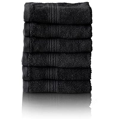 Glart Premium zestaw ręczników frotte, seria frotte w 6 kolorach i 5 rozmiarach, kolor: czarny, 6 x chusteczki na twarz 30 x 30 cm Glart Premium zestaw ręczników frotte, seria frotte w 6 kolorach i 5 rozmiarach, kolor: czarny, 6 x chusteczki na twarz 30 x 30 cm