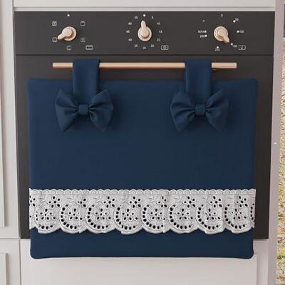 PETTI Artigiani Italiani Elegancki pokrowiec na piekarnik, jednolity kolor Shabby Chic, bawełniana pokrywa piekarnika, pokrowiec na piekarnik z falbanką z koronki Sangal i kokardkami, 50 x 42 cm PETTI Artigiani Italiani Elegancki pokrowiec na piekarnik, jednolity kolor Shabby Chic, bawełniana pokrywa piekarnika, pokrowiec na piekarnik z falbanką z koronki Sangal i kokardkami, 50 x 42 cm
