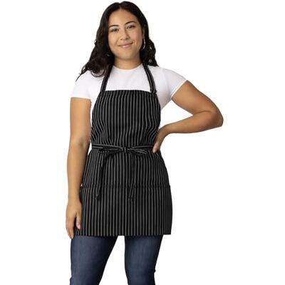 Chef Works Fartuch unisex z trzema kieszeniami, w paski, jeden rozmiar Chef Works Fartuch unisex z trzema kieszeniami, w paski, jeden rozmiar