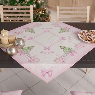 PETTI Artigiani Italiani Świąteczny bieżnik na stół, świąteczny stół kuchenny, bieżnik na stół 90 x 90 cm, różowy krasnal centralny, 100% Made in Itay PETTI Artigiani Italiani Świąteczny bieżnik na stół, świąteczny stół kuchenny, bieżnik na stół 90 x 90 cm, różowy krasnal centralny, 100% Made in Itay