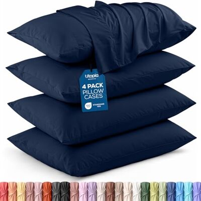 Utopia Bedding Poszewki na poduszki typu queen, 4 sztuki, zamknięcie kopertowe, miękka szczotkowana tkanina z mikrofibry, odporne na kurczenie się i blaknięcie, rozmiar queen size 50 x 72 cm Utopia Bedding Poszewki na poduszki typu queen, 4 sztuki, zamknięcie kopertowe, miękka szczotkowana tkanina z mikrofibry, odporne na kurczenie się i blaknięcie, rozmiar queen size 50 x 72 cm