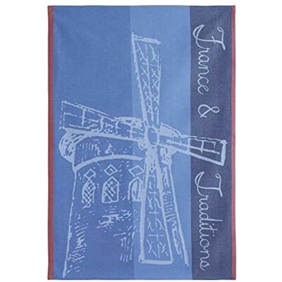 Coucke francuski bawełniany ręcznik żakardowy, czerwony młyn, niebieski, 50,8 x 76,2 cm, 100% bawełna Coucke francuski bawełniany ręcznik żakardowy, czerwony młyn, niebieski, 50,8 x 76,2 cm, 100% bawełna
