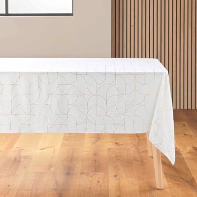 Douceur d'Intérieur , Prostokątny obrus (140 x 240 cm) Luxor biały/złoty, nadruk z mikrofibry Douceur d'Intérieur , Prostokątny obrus (140 x 240 cm) Luxor biały/złoty, nadruk z mikrofibry