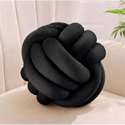 Relaxdays Poduszka węzłowa , poduszka węzłowa na sofę lub łóżko, czarna dekoracyjna, w stylu skandynawskim, poduszka ozdobna z węzłem, Ø 25 cm Relaxdays Poduszka węzłowa , poduszka węzłowa na sofę lub łóżko, czarna dekoracyjna, w stylu skandynawskim, poduszka ozdobna z węzłem, Ø 25 cm