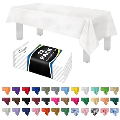 Grandipity Dluxware biały obrus z tworzywa sztucznego premium, 12 sztuk, 137 cm x 250 cm. Prostokątny obrus na stół Grandipity Dluxware biały obrus z tworzywa sztucznego premium, 12 sztuk, 137 cm x 250 cm. Prostokątny obrus na stół