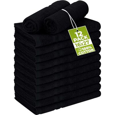 Utopia Towels Utopia Ręczniki bawełniane, odporne na wybielanie, ręczniki do salonu (40 x 69 cm), ręczniki do ćwiczeń, czarne, 12 sztuk Utopia Towels Utopia Ręczniki bawełniane, odporne na wybielanie, ręczniki do salonu (40 x 69 cm), ręczniki do ćwiczeń, czarne, 12 sztuk