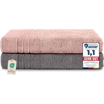 Komfortec Zestaw Saunatukcher 2 Saunatuch 80x200 cm 100% miękka bawełna Ausbleichsicher Szybkoschnący Zestaw ręczników Ręcznik do sauny Prysznic Prześcieradła kąpielowe Antracyt Szary / Kwiat Różowy Komfortec Zestaw Saunatukcher 2 Saunatuch 80x200 cm 100% miękka bawełna Ausbleichsicher Szybkoschnący Zestaw ręczników Ręcznik do sauny Prysznic Prześcieradła kąpielowe Antracyt Szary / Kwiat Różowy