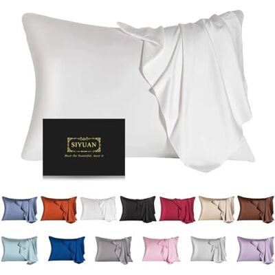 SIYUAN Mulberry Silk Pillowcase for Hair and Skin,Standard Size Cooling Silk Pillow Case with Hidden Zipper,Allergen Proof Dual Sides Soft Breathable Smooth Silk Pillow Cover for Women(Standard,White) SIYUAN Mulberry Silk Pillowcase for Hair and Skin,Standard Size Cooling Silk Pillow Case with Hidden Zipper,Allergen Proof Dual Sides Soft Breathable Smooth Silk Pillow Cover for Women(Standard,White)