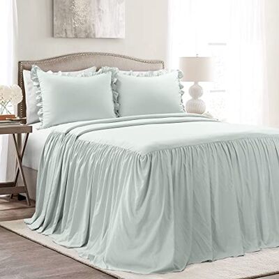 Lush Decor Narzuta na łóżko z falbanką, sól morska, królowa Lush Decor Narzuta na łóżko z falbanką, sól morska, królowa