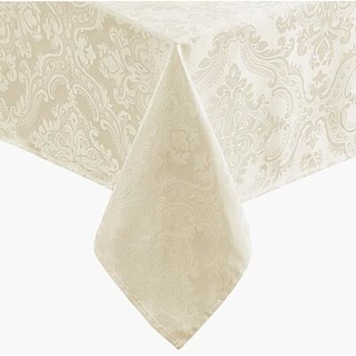 Elrene Home Fashions adamaszek obrus, poliester, kość słoniowa, 132 cm x 132 cm kwadratowy Elrene Home Fashions adamaszek obrus, poliester, kość słoniowa, 132 cm x 132 cm kwadratowy