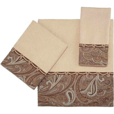 Avanti Linens 3-częściowy zestaw ręczników, miękkie i chłonne ręczniki bawełniane, len (kolekcja Bradford) Avanti Linens 3-częściowy zestaw ręczników, miękkie i chłonne ręczniki bawełniane, len (kolekcja Bradford)