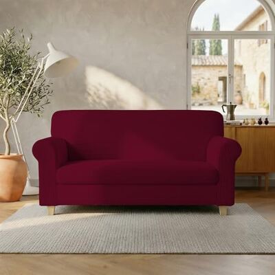 Italian Bed Linen LESLIE 2-osobowy pokrowiec na sofę, Bordowy Italian Bed Linen LESLIE 2-osobowy pokrowiec na sofę, Bordowy