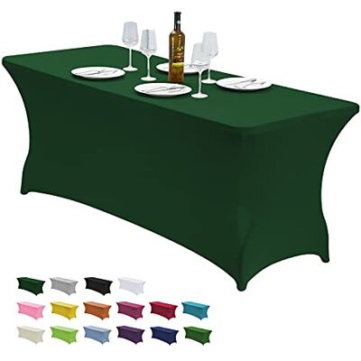 CWK 6FT Stretch Spandex Table Cover for Rectangular Folding Tables, Resistant, Elastic Stretchable Patio Tablecloth Protector na imprezę, bankiet, wesele i imprezy (Blackish Green) CWK 6FT Stretch Spandex Table Cover for Rectangular Folding Tables, Resistant, Elastic Stretchable Patio Tablecloth Protector na imprezę, bankiet, wesele i imprezy (Blackish Green)