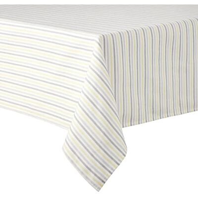 Martha Stewart Obrus w paski stokrotka, pojedyncze opakowanie, szary/żółty, 152 cm x 213 cm Martha Stewart Obrus w paski stokrotka, pojedyncze opakowanie, szary/żółty, 152 cm x 213 cm