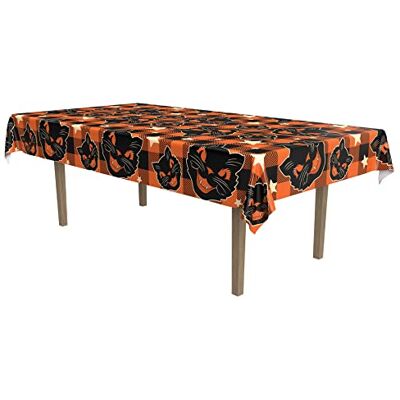 Beistle Obrus z tkaniny czarny kot vintage na Halloween, 140 x 230 cm – obrus z poliestru, prostokątny obrus, świąteczny obrus, obrus z tkaniny na Halloween, dekoracje na Halloween Beistle Obrus z tkaniny czarny kot vintage na Halloween, 140 x 230 cm – obrus z poliestru, prostokątny obrus, świąteczny obrus, obrus z tkaniny na Halloween, dekoracje na Halloween