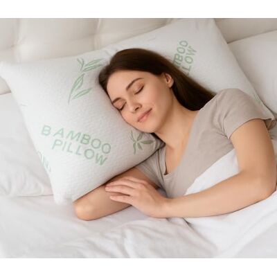 Elif Home Goods Queen Size Rayon Derived from Bamboo Pillow for Sleeping, Cooling Shredded Memory Foam Bed Pillows Set – Back, Stomach, Side Sleepers, Removable Cover, Adjustable to Firm/Soft, Queen (Pack of 1) Elif Home Goods Queen Size Rayon Derived from Bamboo Pillow for Sleeping, Cooling Shredded Memory Foam Bed Pillows Set – Back, Stomach, Side Sleepers, Removable Cover, Adjustable to Firm/Soft, Queen (Pack of 1)