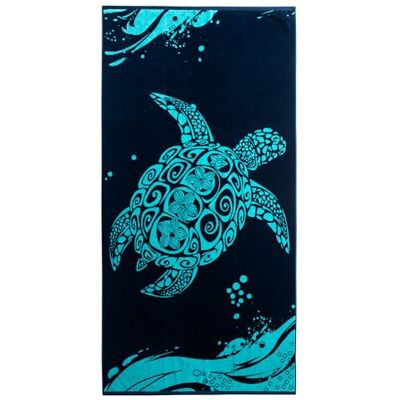 RESTILO Ręcznik plażowy, duży, 90 x 180 cm, ręcznik plażowy, 100% bawełna, frotte, welur, ręcznik kąpielowy, łatwy w pielęgnacji, miękki i chłonny, szybkoschnący, na plażę, niebieski, granatowy RESTILO Ręcznik plażowy, duży, 90 x 180 cm, ręcznik plażowy, 100% bawełna, frotte, welur, ręcznik kąpielowy, łatwy w pielęgnacji, miękki i chłonny, szybkoschnący, na plażę, niebieski, granatowy