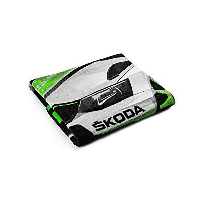 Skoda MVF78-502 ręcznik plażowy Motorsport ręcznik 150 x 75 cm ręcznik kąpielowy Fabia R5 bawełna, czarny/zielony/biały Skoda MVF78-502 ręcznik plażowy Motorsport ręcznik 150 x 75 cm ręcznik kąpielowy Fabia R5 bawełna, czarny/zielony/biały