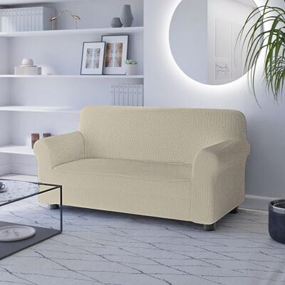 Italian Bed Linen LESLIE pokrowiec na sofę elastyczny i rozciągliwy, kremowy 2-osobowy Italian Bed Linen LESLIE pokrowiec na sofę elastyczny i rozciągliwy, kremowy 2-osobowy