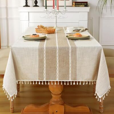Laolitou Rustic Tablecloth Cotton Linen Waterproof Tablecloth Burlap Table Cloths for Kitchen Dining Cloth Table Cloth for Rectangle Tables Coffee Lines Rectangle,55''x70'',4-6 Seats Laolitou Rustic Tablecloth Cotton Linen Waterproof Tablecloth Burlap Table Cloths for Kitchen Dining Cloth Table Cloth for Rectangle Tables Coffee Lines Rectangle,55''x70'',4-6 Seats