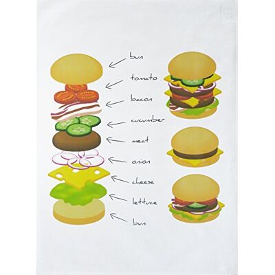 Half a Donkey Order of the Hamburger Stack duży bawełniany ręcznik do herbaty Half a Donkey Order of the Hamburger Stack duży bawełniany ręcznik do herbaty