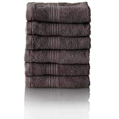 Glart Premium zestaw ręczników frotte, seria frotte w 6 kolorach i 5 rozmiarach, kolor: antracyt, 6 x chusteczki do twarzy 30 x 30 cm Glart Premium zestaw ręczników frotte, seria frotte w 6 kolorach i 5 rozmiarach, kolor: antracyt, 6 x chusteczki do twarzy 30 x 30 cm