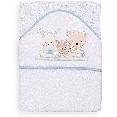 Interbaby 01080-11 Ręcznik kąpielowy z kapturem dla niemowląt LOVE, biały e niebieski, niebieski Interbaby 01080-11 Ręcznik kąpielowy z kapturem dla niemowląt LOVE, biały e niebieski, niebieski