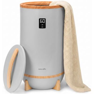 SereneLife Single Touch Towel & Blanket Warmer with Fragrant Disc Holder and LED Ring, Automatically Shut off Feature, Built-in Timer to Heat Towels for 15, 30, 45, or 60 minutes (Gray/Bamboo) SereneLife Single Touch Towel & Blanket Warmer with Fragrant Disc Holder and LED Ring, Automatically Shut off Feature, Built-in Timer to Heat Towels for 15, 30, 45, or 60 minutes (Gray/Bamboo)