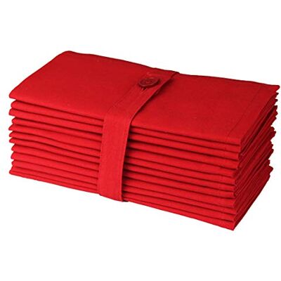 COTTON CRAFT Klasyczny bawełniany zestaw 12 serwetek obiadowych z czystej bawełny, 45 x 45 cm, czerwony COTTON CRAFT Klasyczny bawełniany zestaw 12 serwetek obiadowych z czystej bawełny, 45 x 45 cm, czerwony