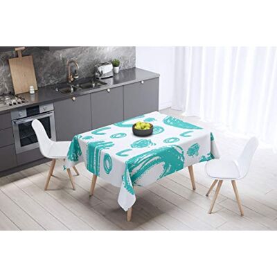 Bonamaison Dekoracja kuchenna, obrus, turkusowy, biały, 140 x 140 cm – zaprojektowany i wyprodukowany w Turcji Bonamaison Dekoracja kuchenna, obrus, turkusowy, biały, 140 x 140 cm – zaprojektowany i wyprodukowany w Turcji