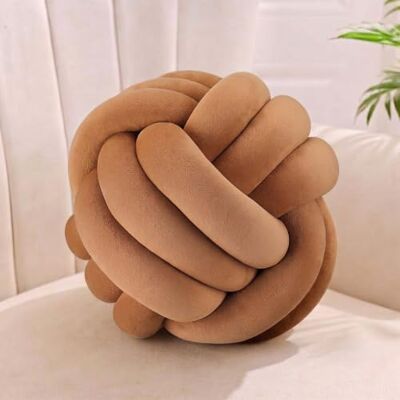 Relaxdays poduszka węzłowa, na sofę i łóżko, dekoracyjna, brązowa w stylu skandynawskim, poduszka dekoracyjna z węzłami, Ø 25 cm Relaxdays poduszka węzłowa, na sofę i łóżko, dekoracyjna, brązowa w stylu skandynawskim, poduszka dekoracyjna z węzłami, Ø 25 cm