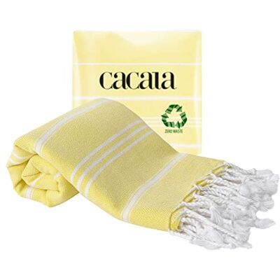 Cacala 100% Turkish Cotton Kitchen Tea Towels, Highly Absorbent Luxury Soft Quick Drying Dish Towel with Hanging Loop for Gym, Yoga, Bath, Sports, Cleaning and Kitchen (23 x 36), Light Yellow Cacala 100% Turkish Cotton Kitchen Tea Towels, Highly Absorbent Luxury Soft Quick Drying Dish Towel with Hanging Loop for Gym, Yoga, Bath, Sports, Cleaning and Kitchen (23 x 36), Light Yellow