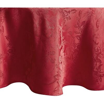 Elrene Home Fashions Poinsettia elegancki żakardowy obrus świąteczny, 180 cm okrągły, czerwony Elrene Home Fashions Poinsettia elegancki żakardowy obrus świąteczny, 180 cm okrągły, czerwony