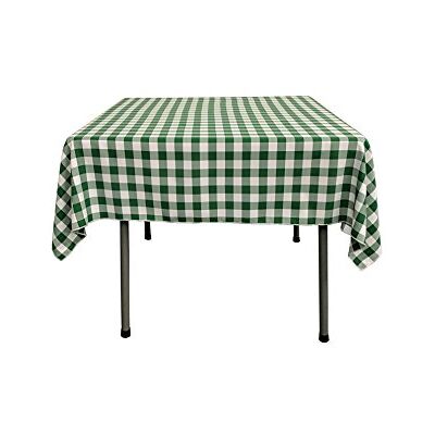 LA Linen Obrus w kratkę, 145 na 142 cm, zielony myśliwy LA Linen Obrus w kratkę, 145 na 142 cm, zielony myśliwy