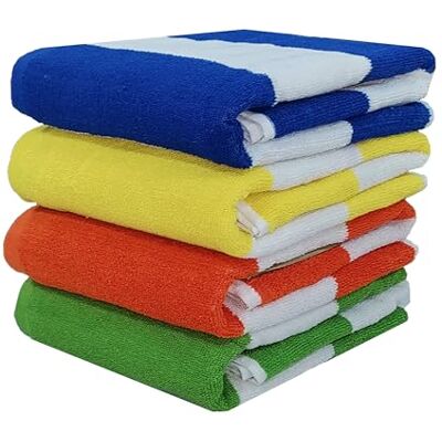 BolBom*S Ręczniki plażowe Cabana Stripe, 100% czysta bawełna, miękkie i grube ręczniki (76 x 152 cm), duże ręczniki basenowe, idealne do hotelu, spa i kąpieli, 4 sztuki, żółty, niebieski, BolBom*S Ręczniki plażowe Cabana Stripe, 100% czysta bawełna, miękkie i grube ręczniki (76 x 152 cm), duże ręczniki basenowe, idealne do hotelu, spa i kąpieli, 4 sztuki, żółty, niebieski,